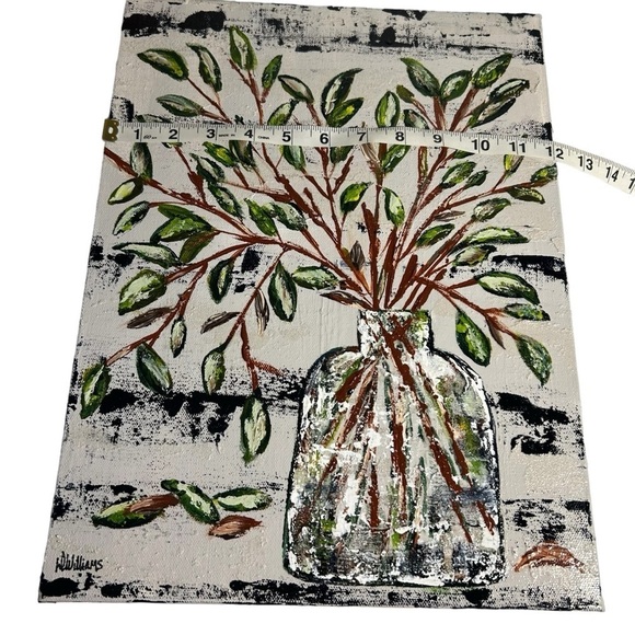 Original Artwork Acrylic’s On Canvas Small Leaf Stems 12" x 16" - Picture 15 of 16